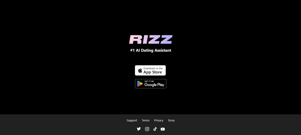 Rizz AI homepage – smart AI chat platform for generating smooth pickup lines and dating advice
