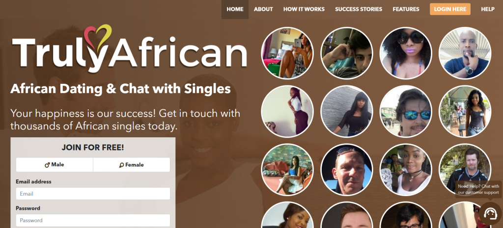 TrulyAfrican homepage – online dating platform connecting African singles with people around the world
