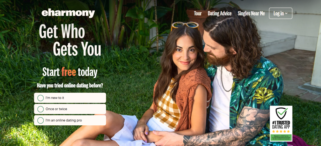 eHarmony homepage – leading dating platform to find compatible singles and long-term partners