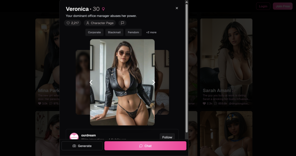OurDream AI mobile app interface – talk to lifelike AI girlfriends and experience realistic virtual love and intimacy