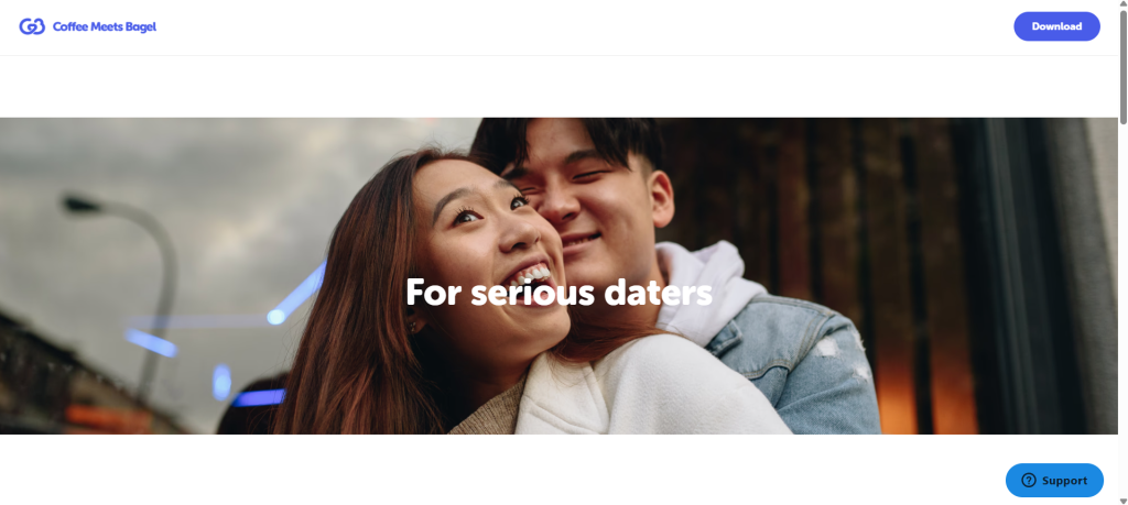 Coffee Meets Bagel homepage – modern online dating platform to meet singles and find love