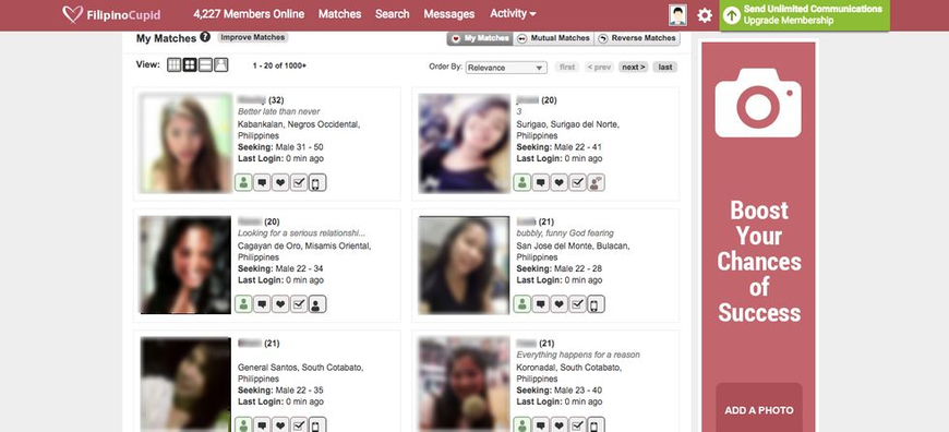 FilipinoCupid mobile app interface – meet Filipino singles near you and find love through online dating