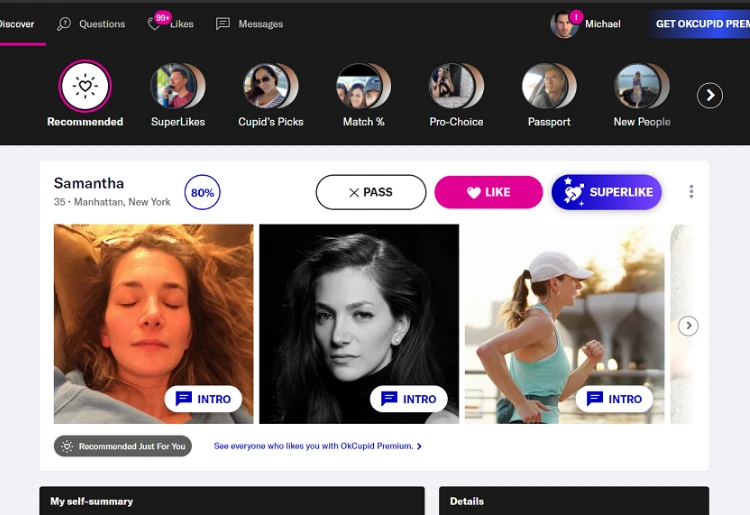 OkCupid mobile app interface – meet singles near you and start dating or building relationships online