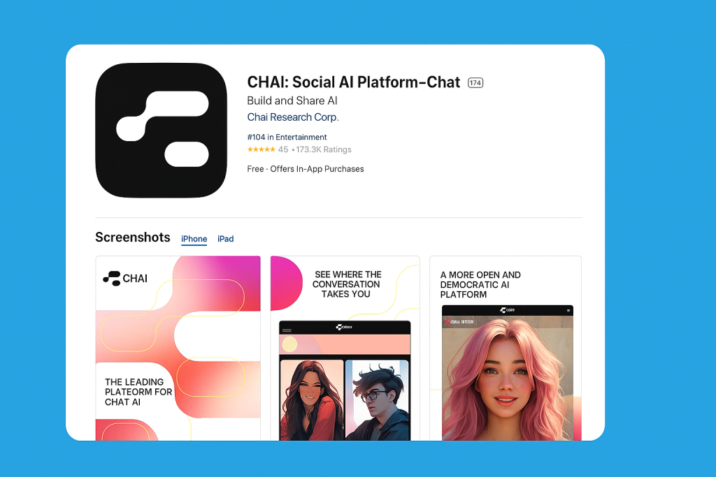 Chai AI homepage – AI companion platform for fun conversations and emotional support