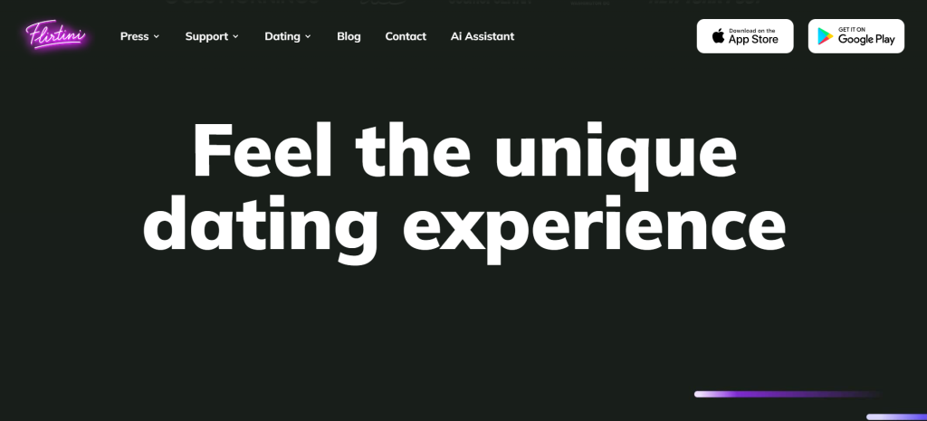 Flirtini AI homepage – AI relationship simulator for emotional connection, romance, and companionship