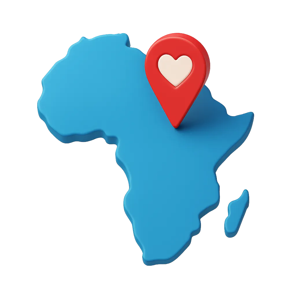 African dating map with love pin – African dating apps, meet girls in Africa, African dating sites.
