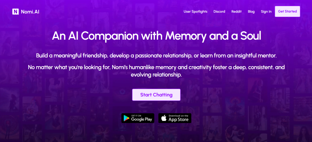 Nomi.ai positions itself as an AI companion that feels less like a generic chatbot and more like a relationship that develops over time. 