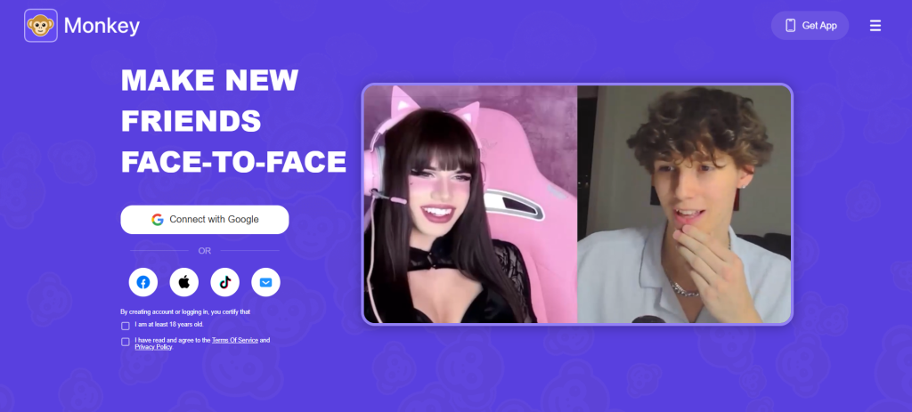 Monkey review covering features, safety, pricing, and some of the best alternatives for random 1v1 video chat.