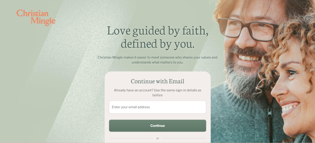 christian dating site homepage screenshot showing faith focused profile browsing to meet new people online