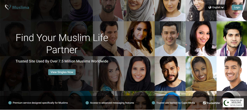 muslima homepage screenshot showing muslim dating site interface with profile browsing to meet new people online