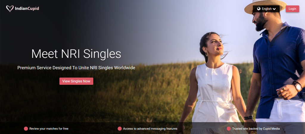 indiancupid homepage screenshot showing international dating site interface with profile browsing to meet new people online