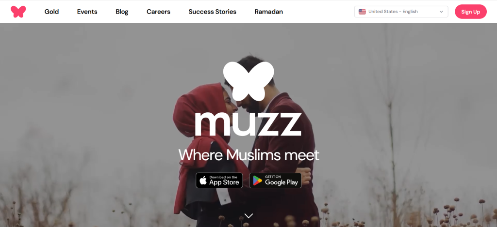 muzz homepage screenshot showing muslim dating app interface with profile discovery to meet new people online
