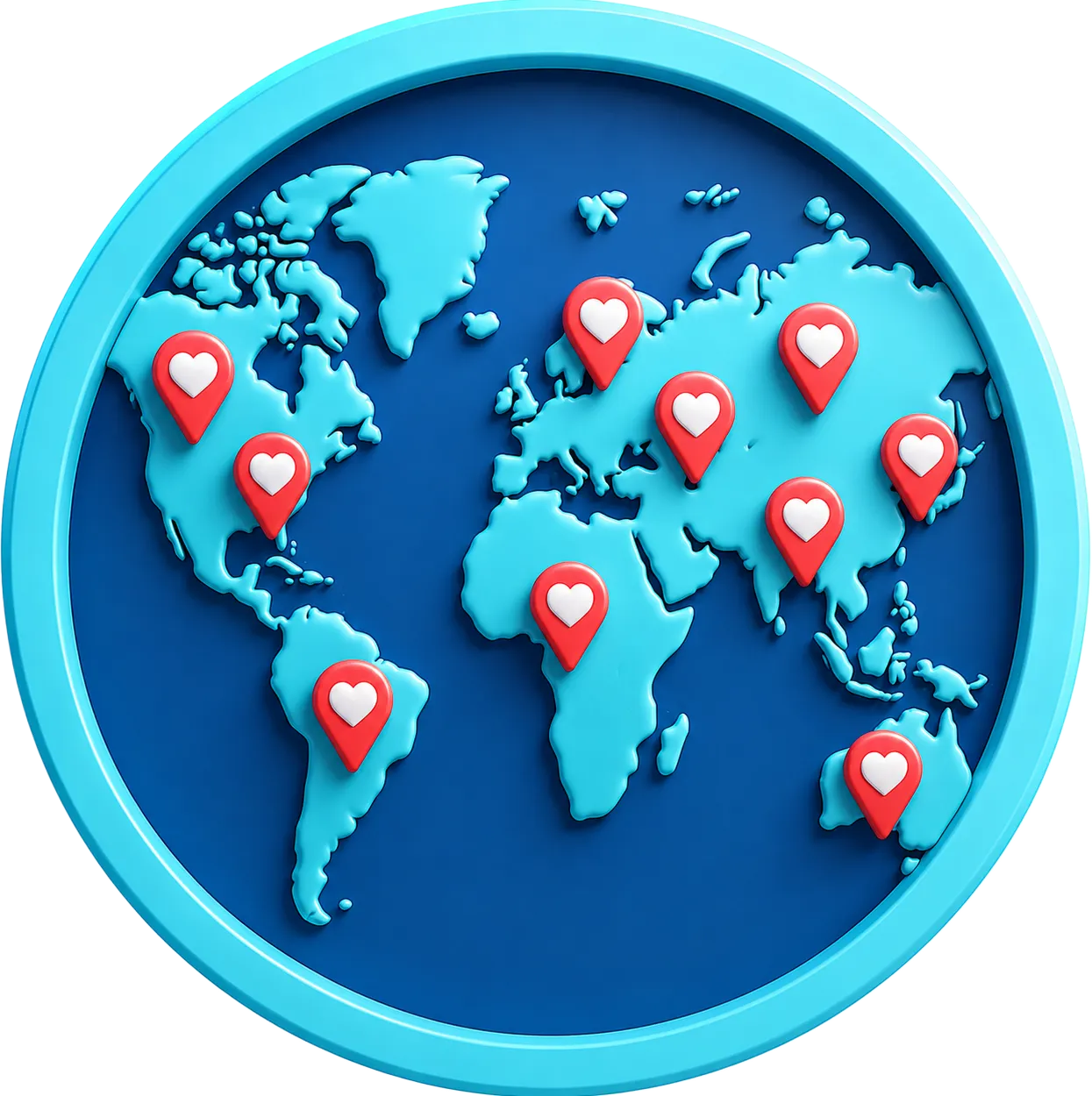 3D world map illustration showing dating apps by country including Japanese dating apps, Thai dating apps, Filipino dating apps, South African dating apps, and Brazilian dating sites
